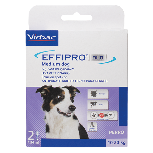 Effipro Duo 2 Pipetas para Perro Antiparasitario contra pulgas y garrapatas