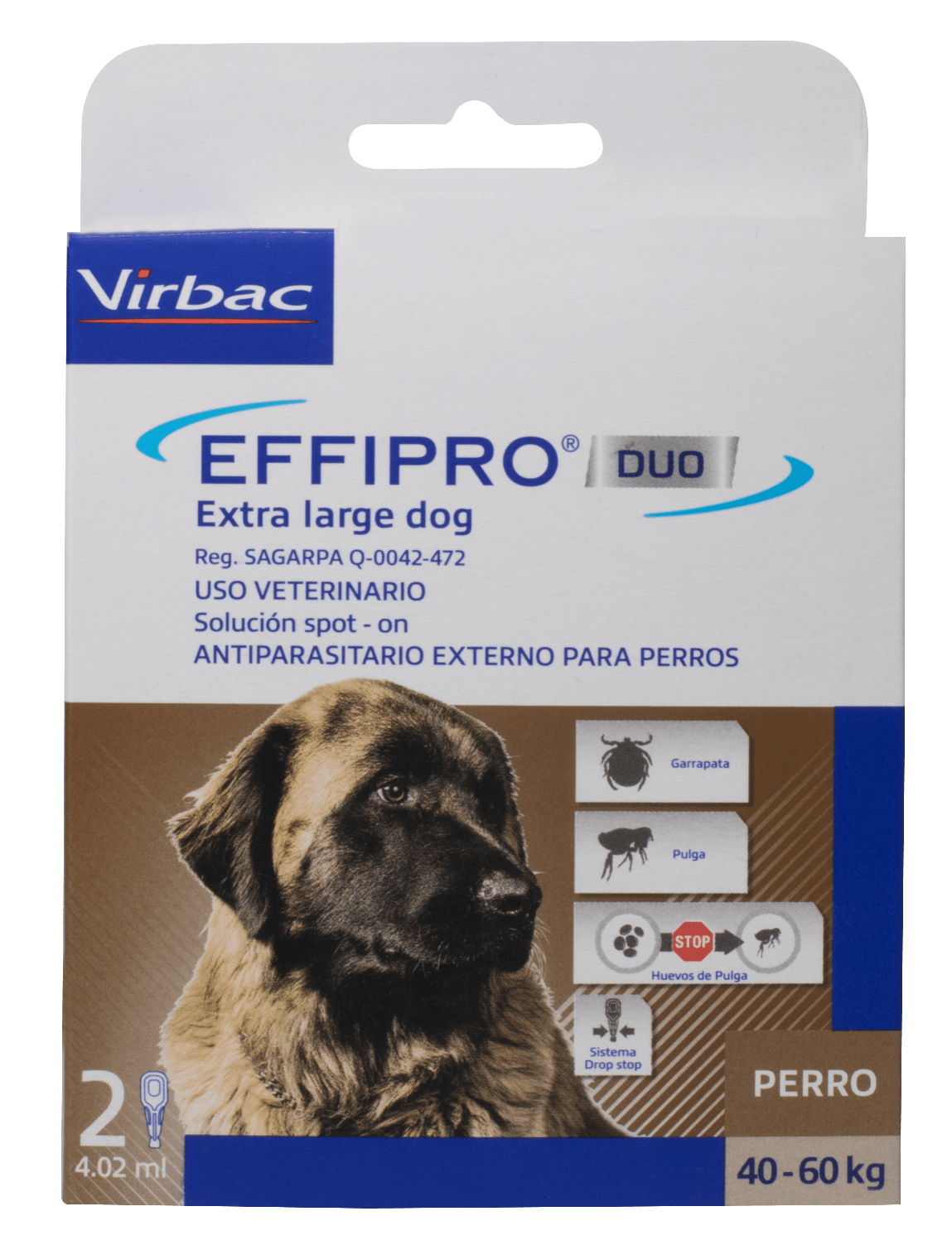 Effipro Duo 2 Pipetas para Perro Antiparasitario contra pulgas y garrapatas