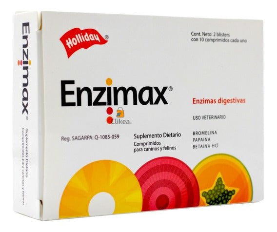 Holliday Enzimax Suplemento Dietario Canino y Felino 20 Tab